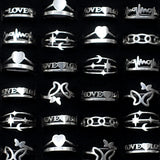 36pcs Silver Plated Heart Engagement Rings Size 17-21 Women Charm Jewelry