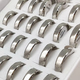 36pcs 6mm Matte Surface Stainless Steel Rings Silver Plated Men's Rings