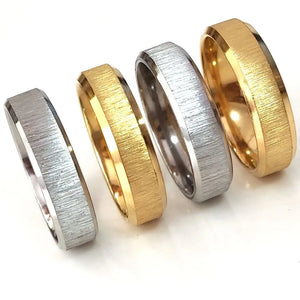 36pcs 6mm Matte Surface Stainless Steel Rings Silver Plated Men's Rings