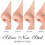 36pcs 925 Sterling Silver Nose Rings Studs Clear Crystal Piercing Jewelry