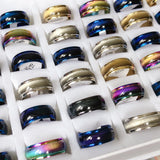 36pcs/lot Mix Cat's Eye Stainless Steel Rings 8mm Couple Jewellery Party