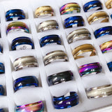 36pcs/lot Mix Cat's Eye Stainless Steel Rings 8mm Couple Jewellery Party