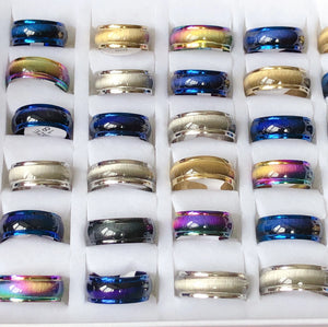 36pcs/lot Mix Cat's Eye Stainless Steel Rings 8mm Couple Jewellery Party