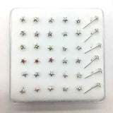 36pcs/set 925 Sterling Silver Nose Studs Set