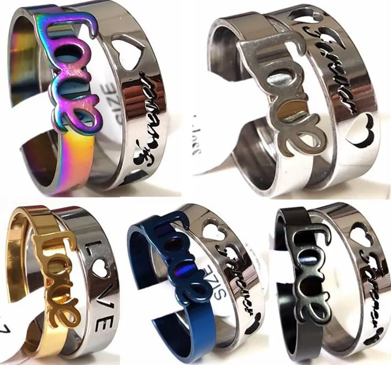 Romantic Love Couples Ring Wedding Engagement Rings Stainless Steel