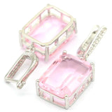Golden Citrine Pink Kunzite CZ 925 Silver Earrings