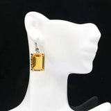 Golden Citrine Pink Kunzite CZ 925 Silver Earrings