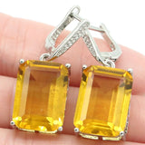 Golden Citrine Pink Kunzite CZ 925 Silver Earrings