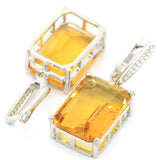 Golden Citrine Pink Kunzite CZ 925 Silver Earrings