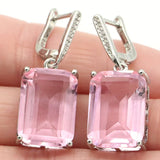 Golden Citrine Pink Kunzite CZ 925 Silver Earrings
