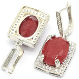 Real Ruby Emerald CZ 925 Silver Earrings