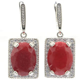 Real Ruby Emerald CZ 925 Silver Earrings