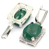 Real Ruby Emerald CZ 925 Silver Earrings