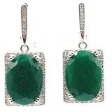 Real Ruby Emerald CZ 925 Silver Earrings