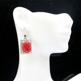 Real Ruby Emerald CZ 925 Silver Earrings