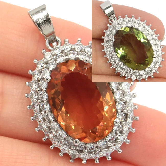 Gorgeous Zultanite CZ Silver Pendant 7.4g Woman's Gift