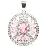 Green Peridot Pink Morganite CZ Silver Pendant