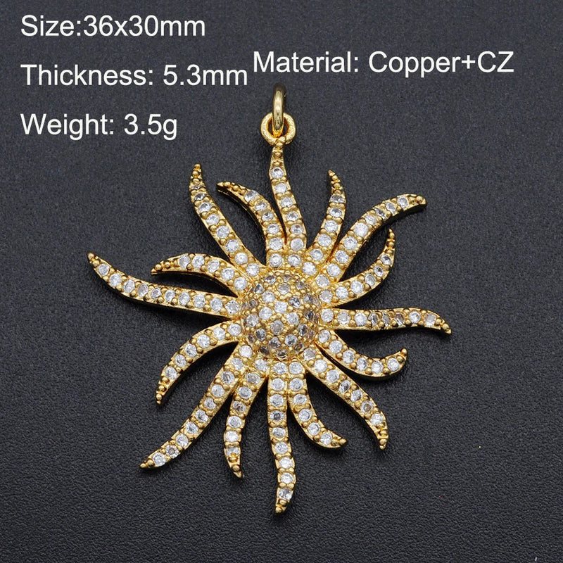 316 CZ Zircon Sun Charm Pendant Top Jewellery Accessories