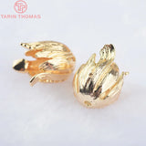 6PCS 24K Plated Brass Flower Caps Tassel Caps DIY Jewelry Findings