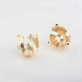 6PCS 24K Plated Brass Flower Caps Tassel Caps DIY Jewelry Findings