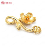 8PCS 25x19MM 24K Brass Flower Charms Pendants for Jewelry Making