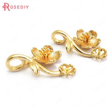 8PCS 25x19MM 24K Brass Flower Charms Pendants for Jewelry Making