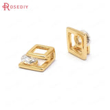 10PCS 8MM 24K Brass Zircon Square Charms Pendants Jewelry Making Diy Findings