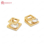 10PCS 8MM 24K Brass Zircon Square Charms Pendants Jewelry Making Diy Findings