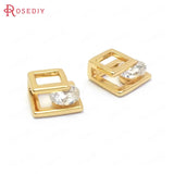10PCS 8MM 24K Brass Zircon Square Charms Pendants Jewelry Making Diy Findings