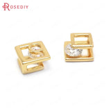 10PCS 8MM 24K Brass Zircon Square Charms Pendants Jewelry Making Diy Findings