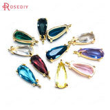 6PCS High Champagne Brass Glass Drop Charms Pendants DIY Jewelry Findings