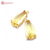 6PCS High Champagne Brass Glass Drop Charms Pendants DIY Jewelry Findings