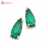6PCS High Champagne Brass Glass Drop Charms Pendants DIY Jewelry Findings