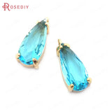 6PCS High Champagne Brass Glass Drop Charms Pendants DIY Jewelry Findings