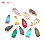 6PCS High Champagne Brass Glass Drop Charms Pendants DIY Jewelry Findings