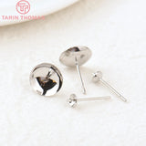 20PCS 4MM-10MM 24K Brass Round Half Pins Stud Earrings DIY Jewelry Findings