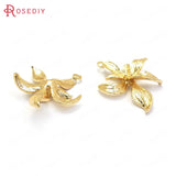 10PCS 24K Brass Orchid Flower Charms Pendants Jewelry Making Supplies