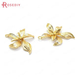 10PCS 24K Brass Orchid Flower Charms Pendants Jewelry Making Supplies