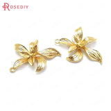 10PCS 24K Brass Orchid Flower Charms Pendants Jewelry Making Supplies