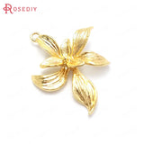 10PCS 24K Brass Orchid Flower Charms Pendants Jewelry Making Supplies