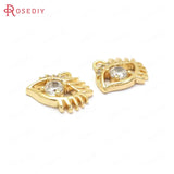 6PCS 10x9MM 24K Brass Zircon Eyes Charms Pendants Jewelry Making Supplies