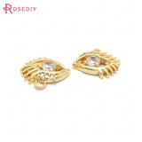 6PCS 10x9MM 24K Brass Zircon Eyes Charms Pendants Jewelry Making Supplies