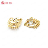 6PCS 10x9MM 24K Brass Zircon Eyes Charms Pendants Jewelry Making Supplies