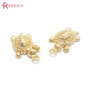 10PCS 15x9MM 24K Brass Tortoise Charms Pendants
