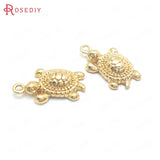 10PCS 15x9MM 24K Brass Tortoise Charms Pendants