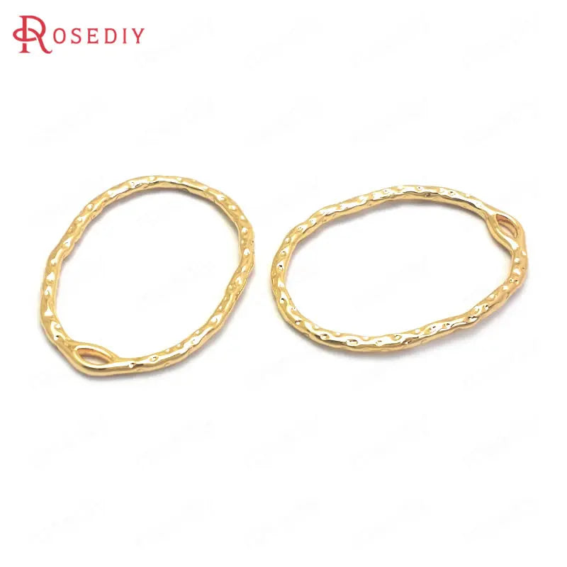10PCS 27x20MM 24K Brass Oval Earrings Connect Charms Pendants