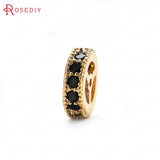 6PCS Brass Zircon Round Spacer Beads Bracelets Jewelry Making Diy Findings