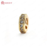 6PCS Brass Zircon Round Spacer Beads Bracelets Jewelry Making Diy Findings