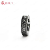 6PCS Brass Zircon Round Spacer Beads Bracelets Jewelry Making Diy Findings