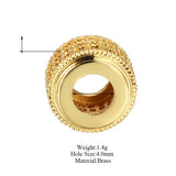 6PCS Brass/Zircon Cylinder Spacer Beads 6.5x8.5MM Jewelry DIY Findings